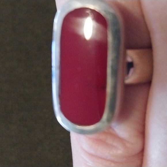 Thick sterling vintage carnelian ring size 6 1/2 - Picture 2 of 4